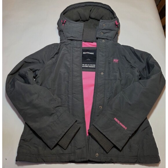 Abercrombie & Fitch Jackets & Blazers - Abercrombie & Fitch All Season Weather Warrior Jacket Women’s L Gray Pink Hooded